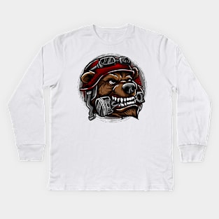 biker bear Kids Long Sleeve T-Shirt